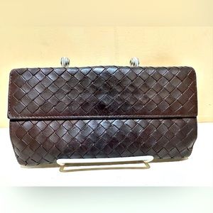 Bottega Veneta Brown Intreccio Long Snap Wallet
